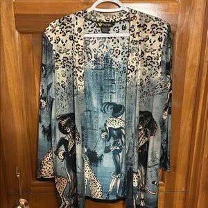 Valentina Blue and Black Graphic Cardigan